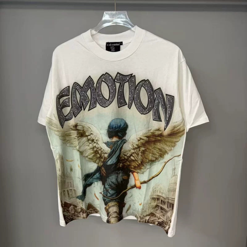 Mixed Emotion Skull Rhinestone Streetwear Tee