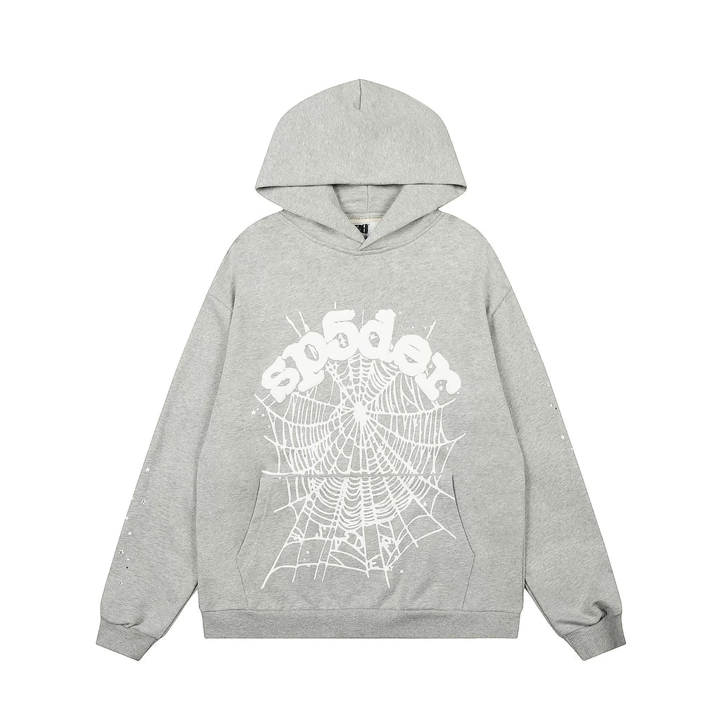 Sp5der Spider Web Print Cotton Hoodie