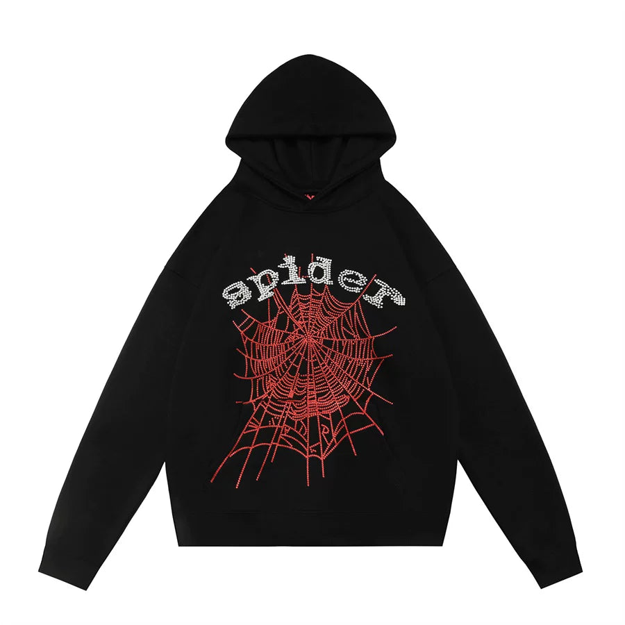 Sp5der Rhinestone Spider Web High Street Hoodie