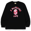 BAPE Style Arch Logo Camo Ape Head Long-Sleeve Tee - Black/Pink