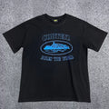 Corteiz "Rules The World" Alcatraz Graphic Tee (Black & Royal Blue Edition)