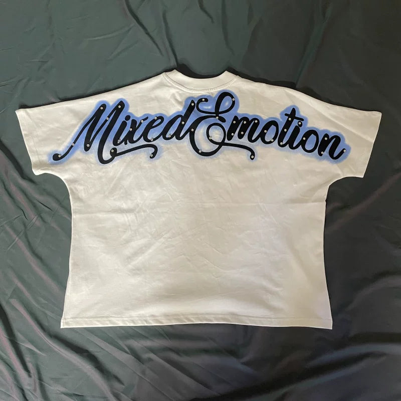 Mixed Emotion Angel Rhinestone Graphic Streetwear Tee