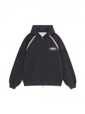 Corteiz Contrast Raglan Full-Zip Heavyweight Hoodie -Dark Grey