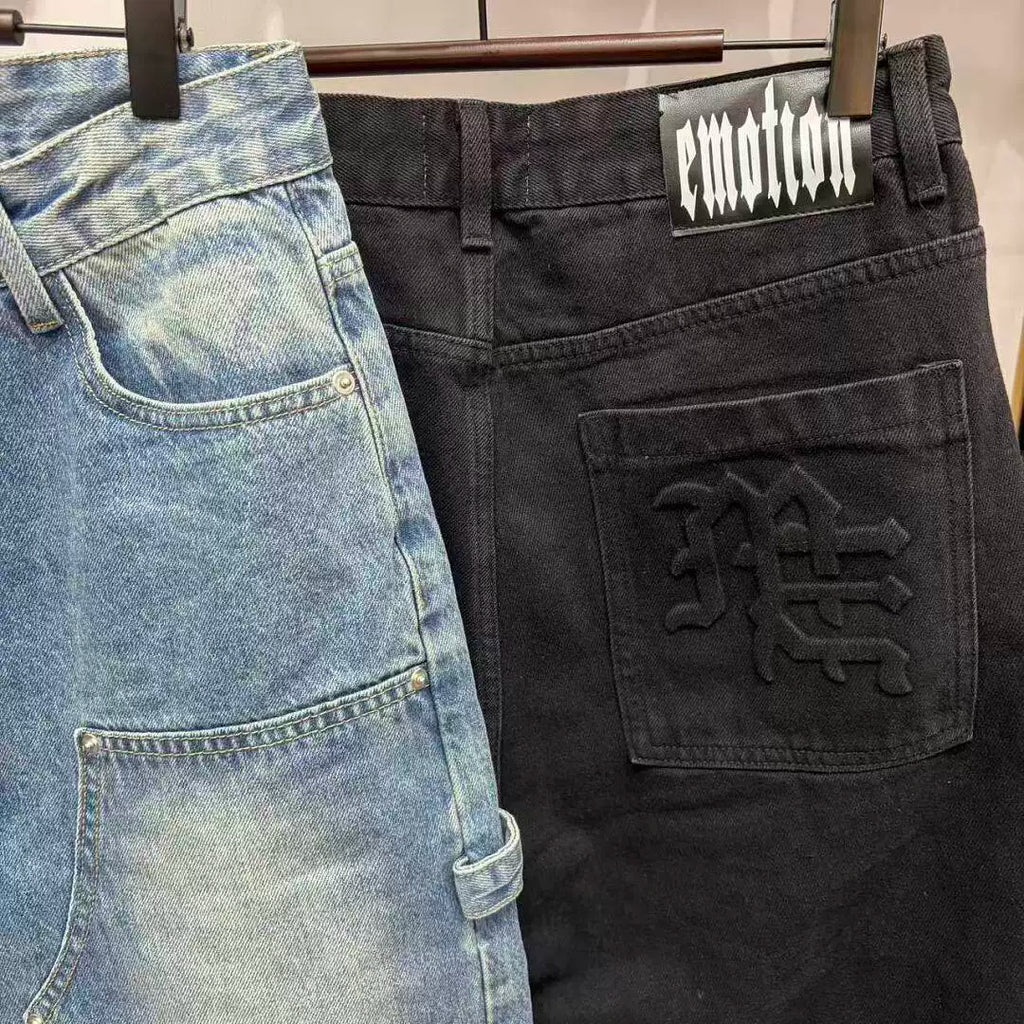 MIXED EMOTIO Washed Denim Shorts