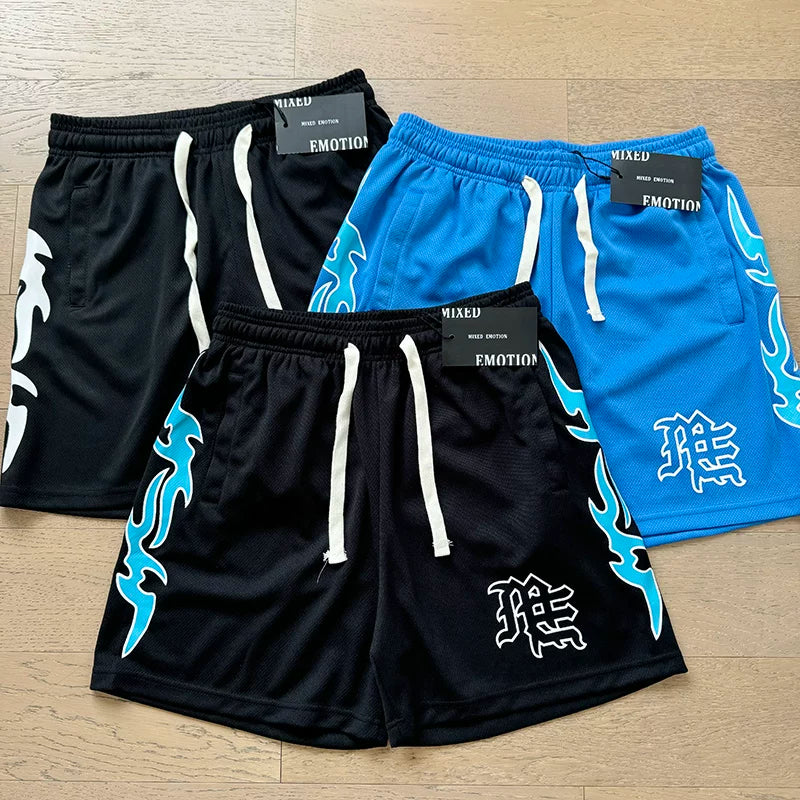 MIXED EMOTION Mesh Breathable Streetwear Shorts