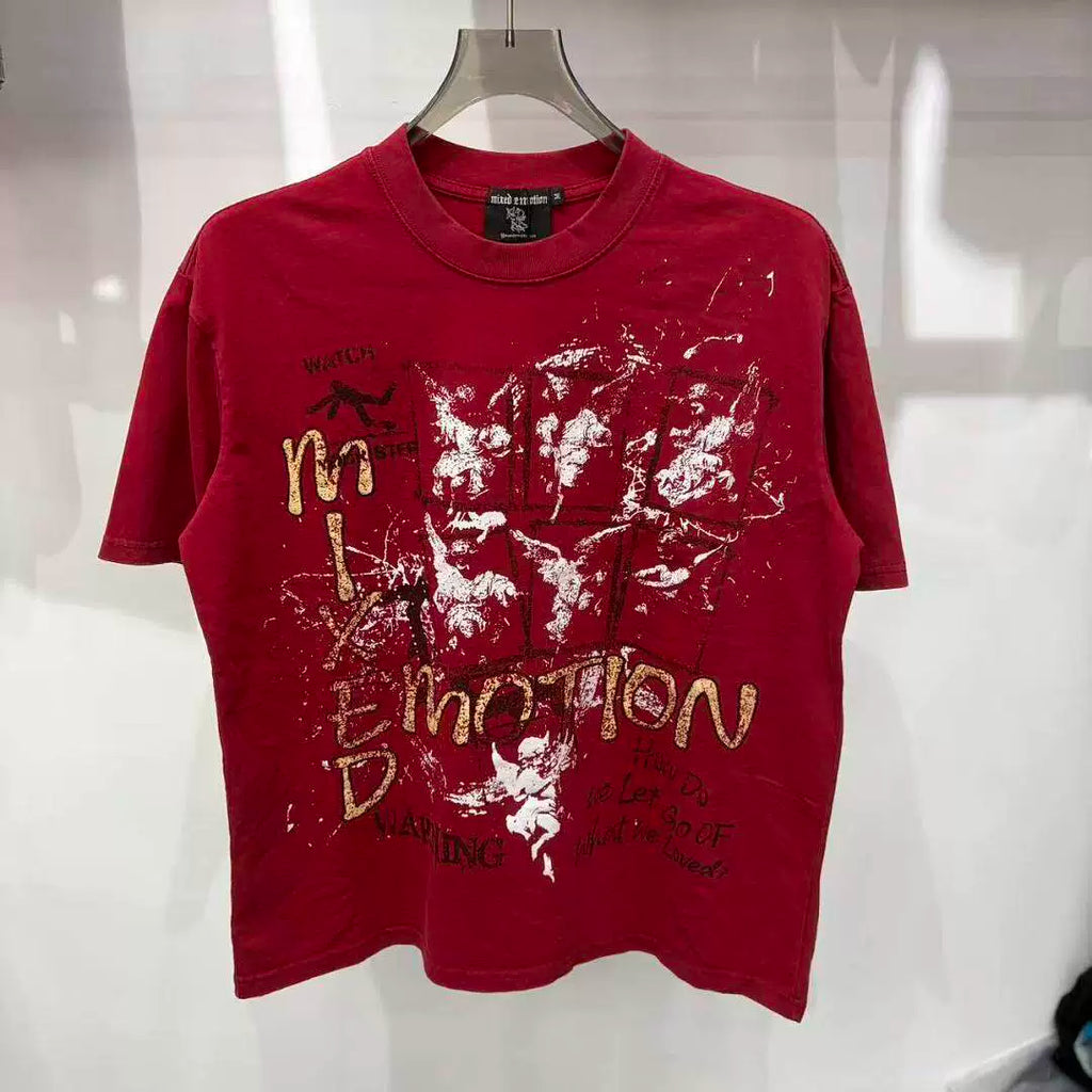 Mixed Emotion Washed Distressed Graffiti Tee