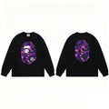BAPE Style Big Camo Ape Head Long-Sleeve Tee - Black/Purple