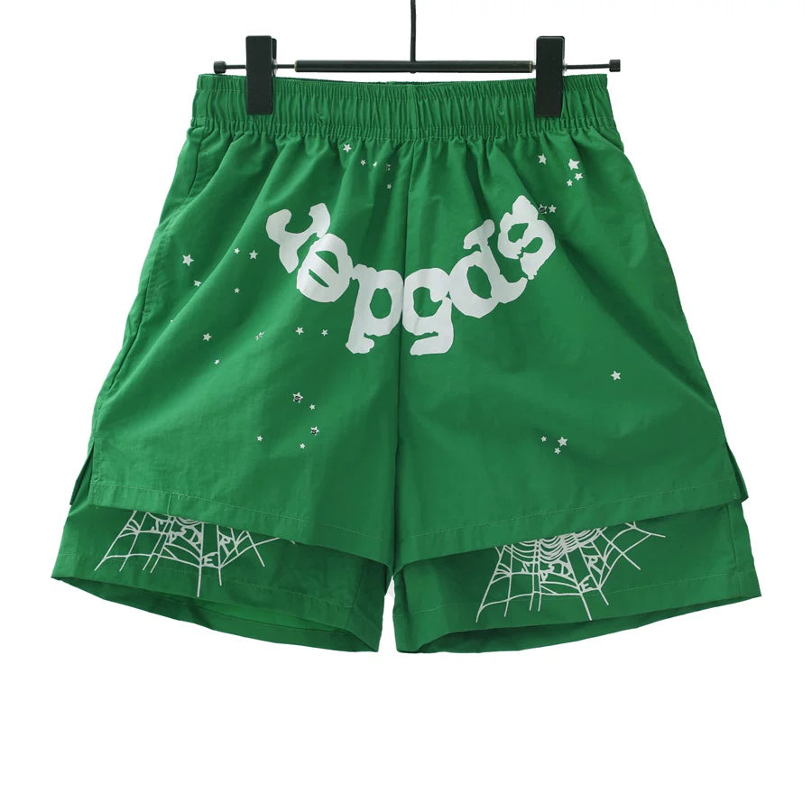 Sp5der Spider Web Print Streetwear Casual Shorts