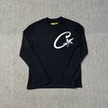 Corteiz C-Star Logo Long Sleeve Thermal Tee - Black