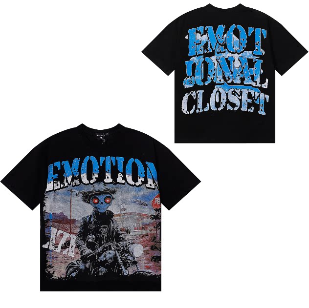 MIXED EMOTION Rhinestone Letter Graphic Oversized Tee