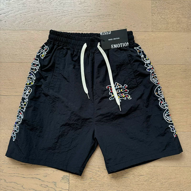 Mixed Emotion Rhinestone Woven Shorts