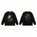 BAPE Style Big Camo Ape Head Long-Sleeve Tee - Black/Green