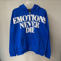 Mixed Emotion Rhinestone Letter Zip Hoodie Blue