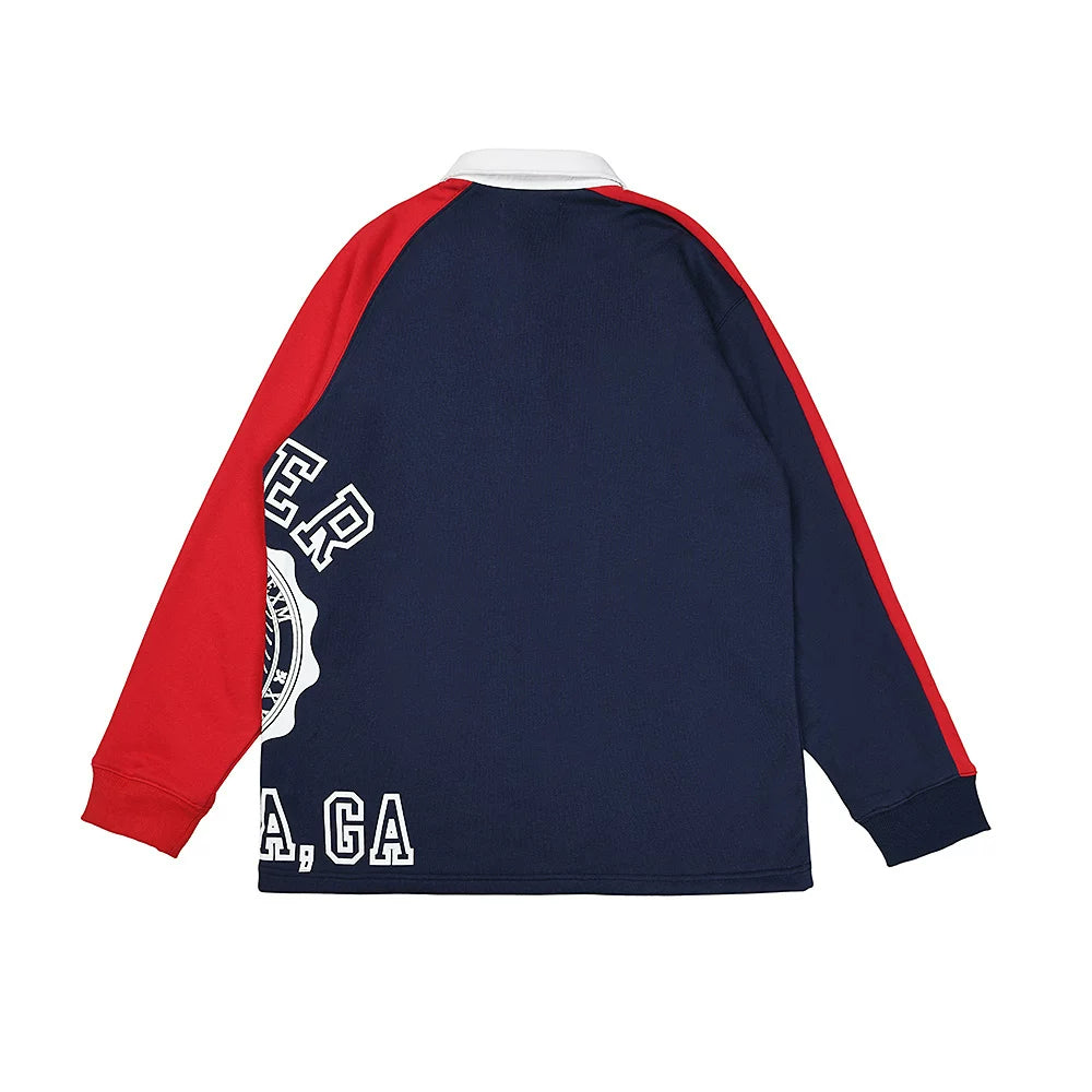 Sp5der American Retro Colorblock Long Sleeve Polo Shirt