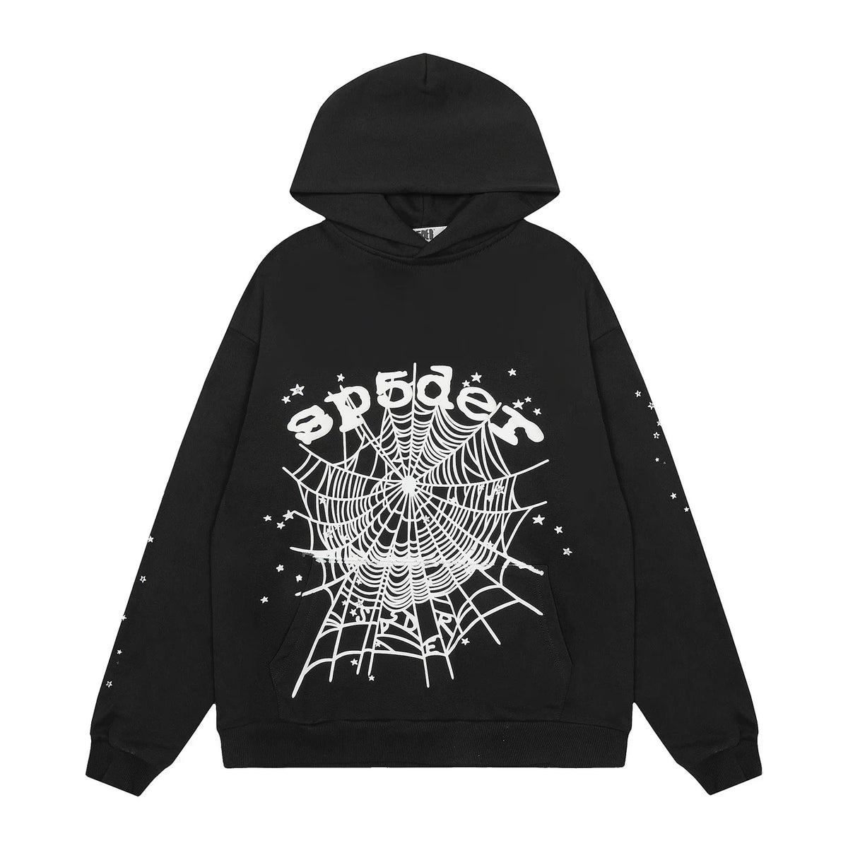 Sp5der Spider Web Print Cotton Hoodie