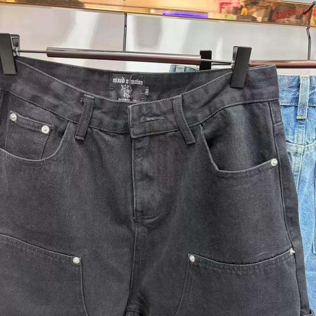 MIXED EMOTIO Washed Denim Shorts