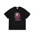 BAPE Style Glitch Colorblock Ape Head Short-Sleeve Tee - Black