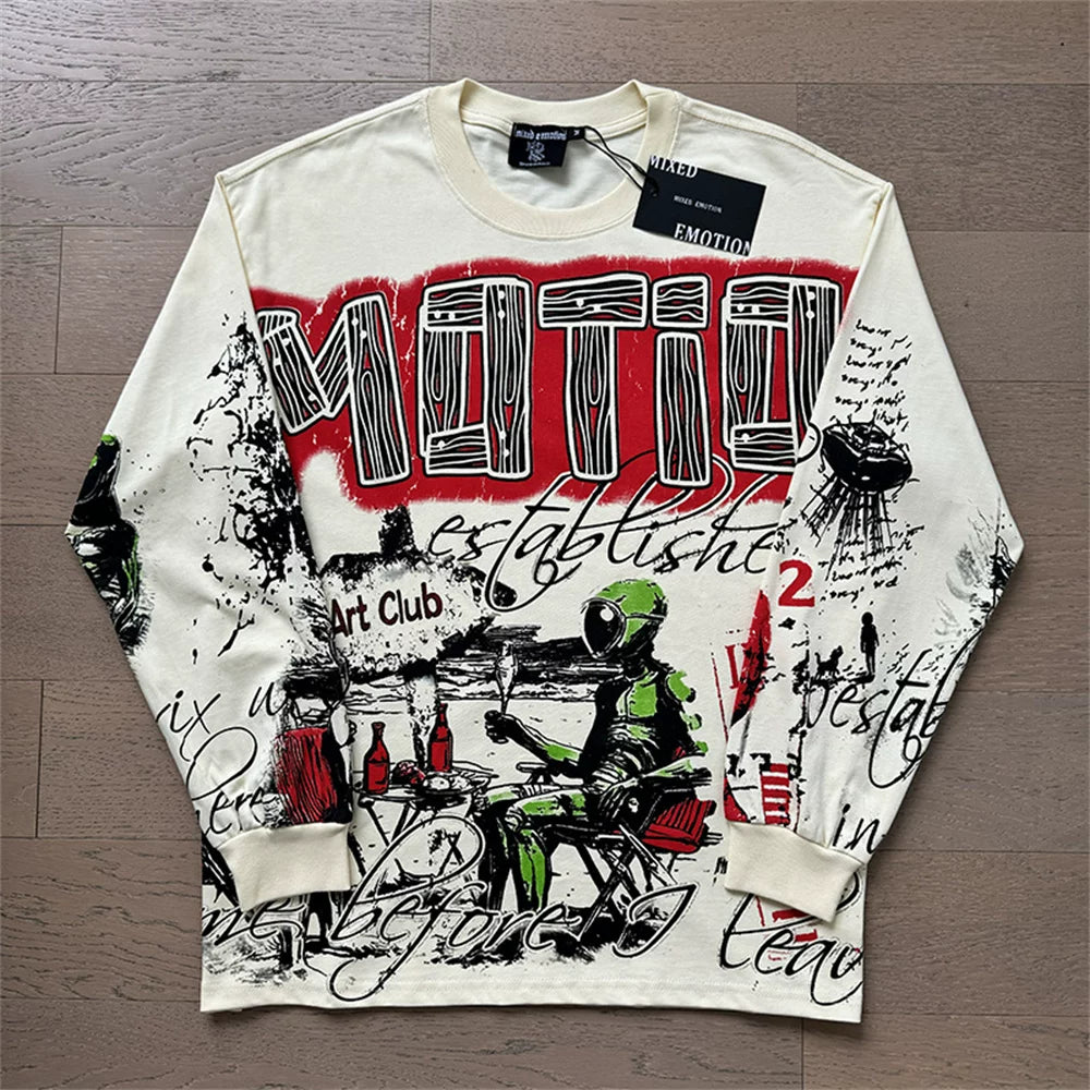 Mixed Emotion Rhinestone High-Street Long Sleeve