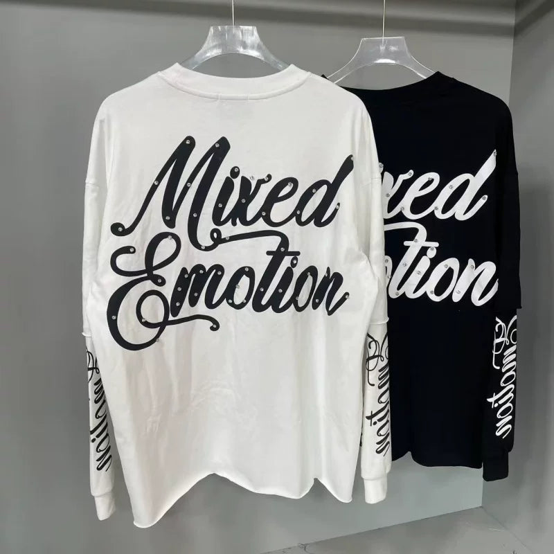 MIXED EMOTION Angel Rhinestone Fake Long-Sleeve Tee