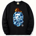 BAPE Style Baby Milo on Camo Ape Head Long-Sleeve Tee - Black/Blue