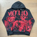Mixed Emotion Rhinestone Letter High-Street Zip Hoodie