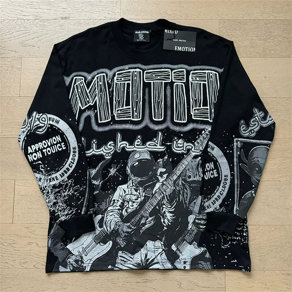 Mixed Emotion Rhinestone High-Street Long Sleeve