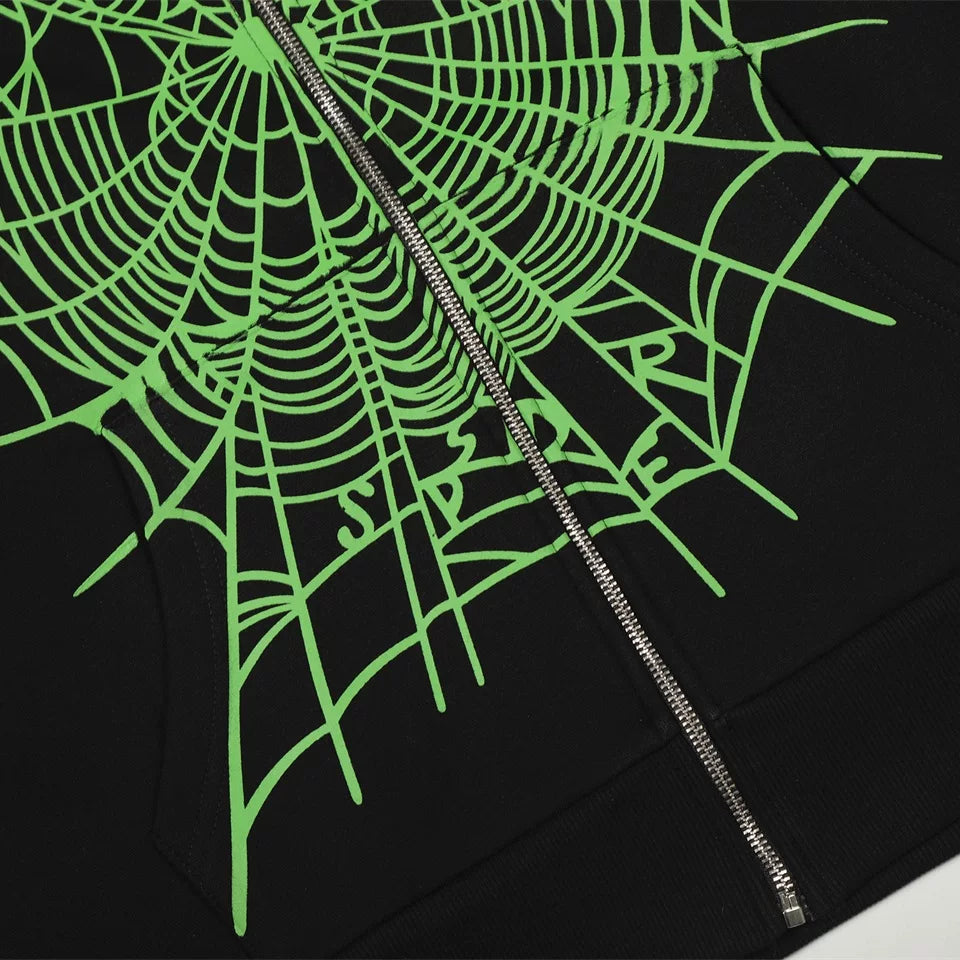 Sp5der 555 Spider Web Streetwear Zip Hoodie