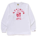 BAPE Style Arch Logo Camo Ape Head Long-Sleeve Tee - White/Pink