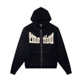 Mixed Emotion Beaded Graphic High-Street Zip Hoodie