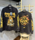 Hellstar Peace Skeleton Graphic Long Sleeve Tee - Washed Black
