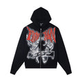 Mixed Emotion Rhinestone High-Street Zip Hoodie