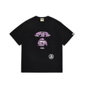 BAPE Style Abstract Deconstructed Ape Head Tee - Black/Purple