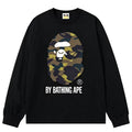 BAPE Style "BY BATHING APE" Camo Ape Head Long-Sleeve Tee - Black/Yellow