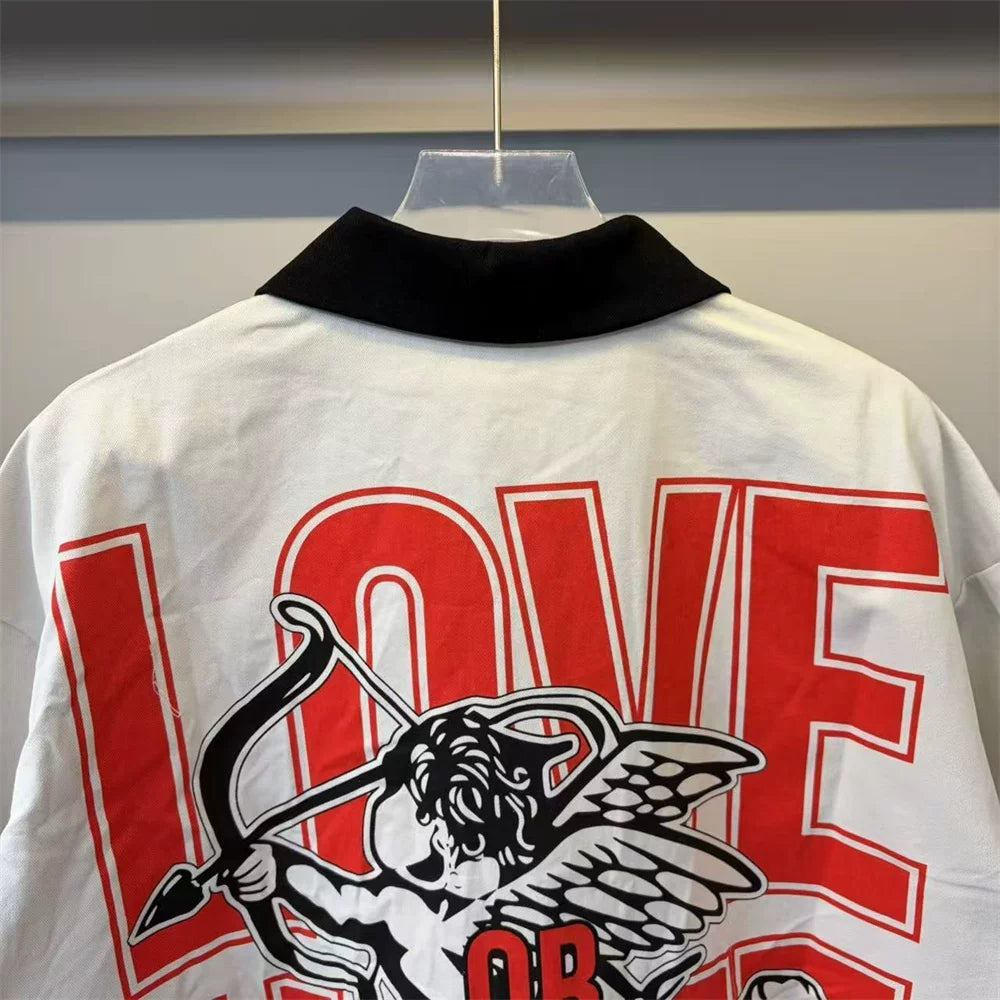 Mixed Emotion Cupid Graphic High-Street Short Sleeve Shirt