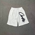 Corteiz Signature Script Logo Heavyweight Shorts white/black