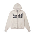 Mixed Emotion Beaded Graphic High-Street Zip Hoodie
