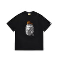 BAPE Style Snake Print & Baby Ape Head Short-Sleeve Tee - Black