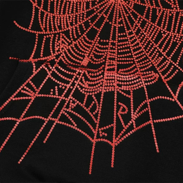 Sp5der Rhinestone Spider Web High Street Hoodie