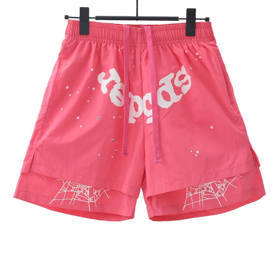 Sp5der Spider Web Print Streetwear Casual Shorts