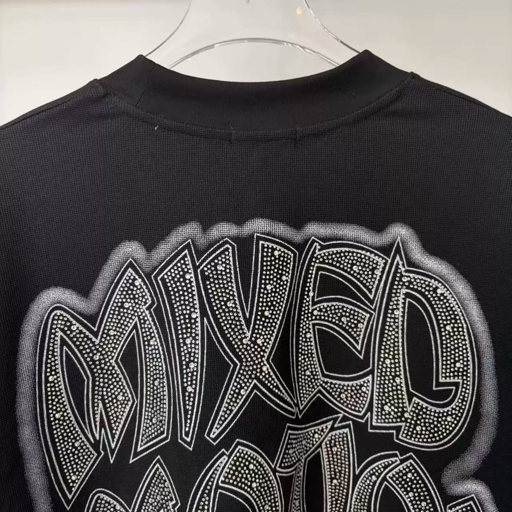 MIXED EMOTION Strass Monogram Oversized Long-sleeve Tee