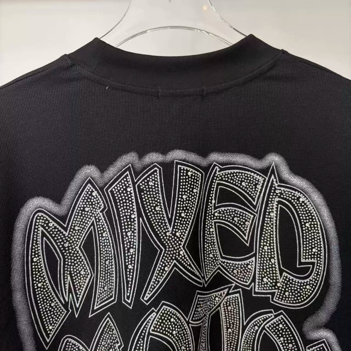 MIXED EMOTION Strass Monogram Oversized Long-sleeve Tee