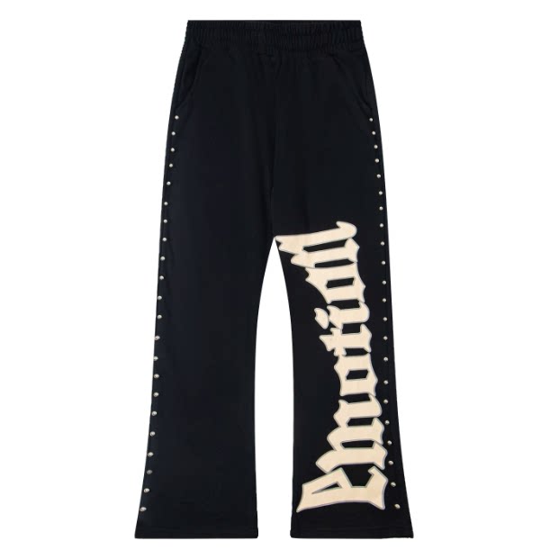 Mixed Emotion Beaded Graphic High-Street Pant