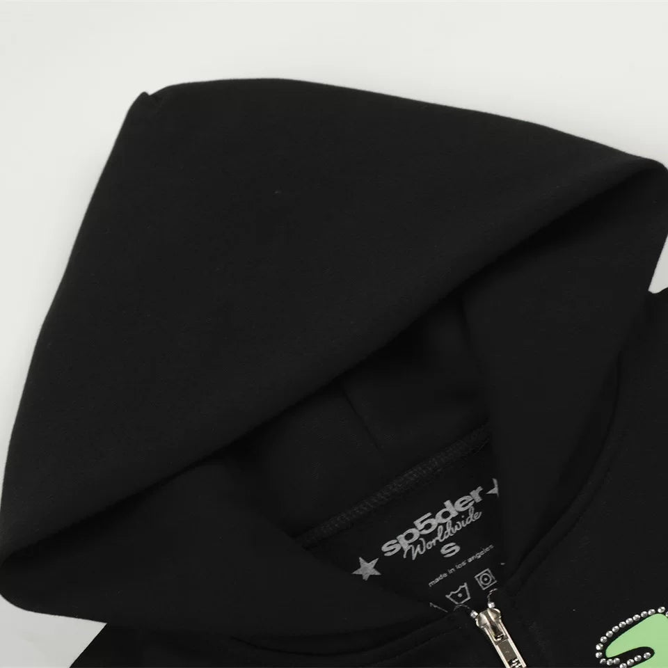 Sp5der 555 Spider Web Streetwear Zip Hoodie
