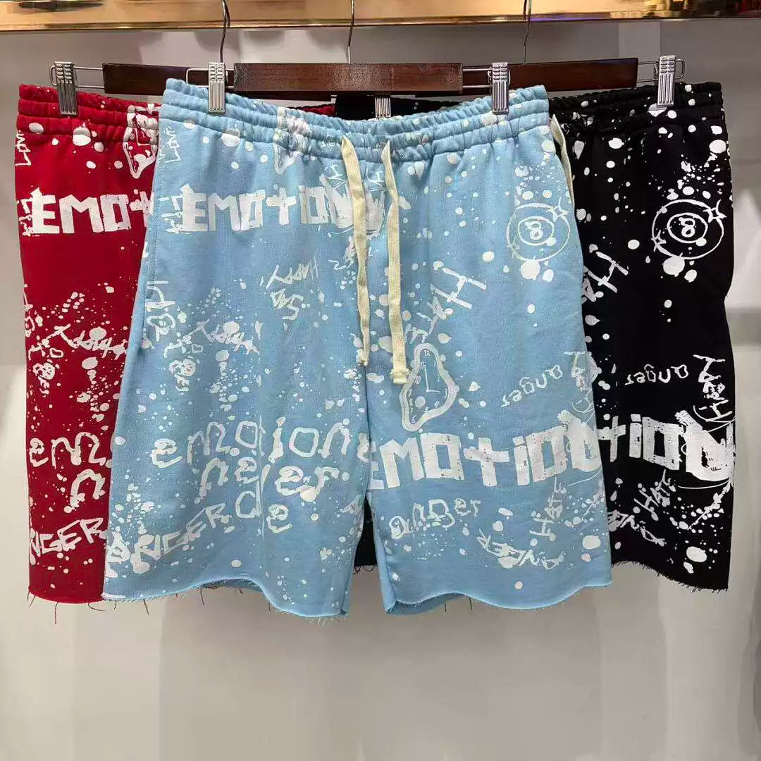 MIXED EMOTION Retro Streetwear Monogram Shorts