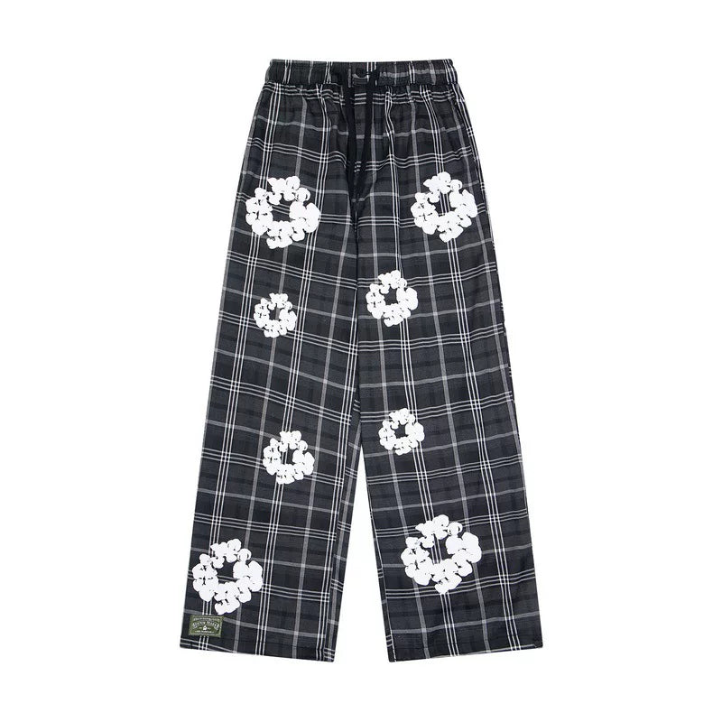 Denim Tears Plaid Cotton Flower Straight Leg Pants