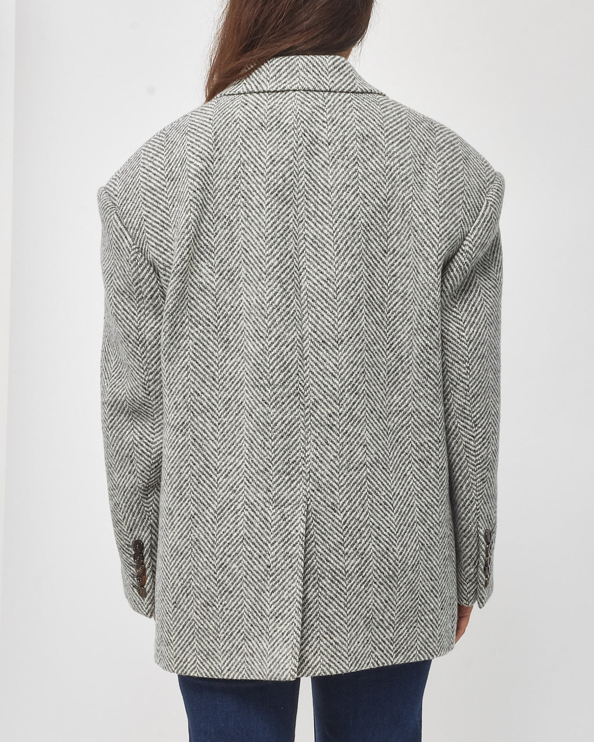 Gucci Grey Chevron Wool Blazer Coat - 44/US L
