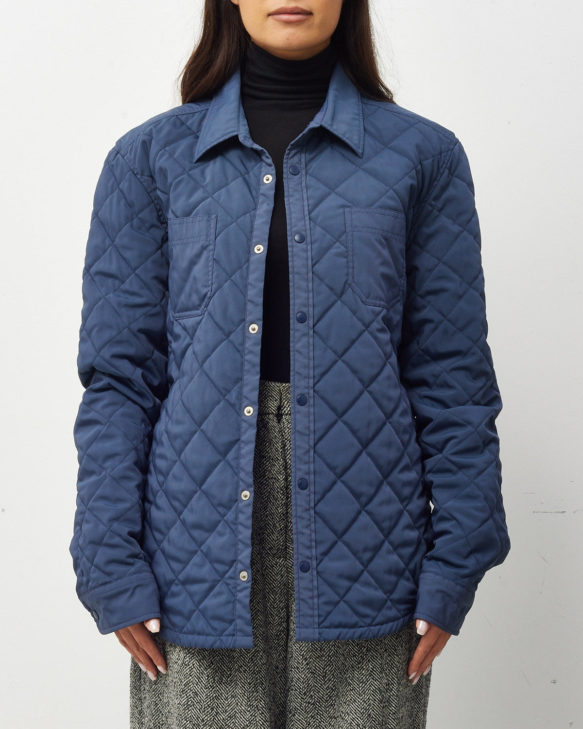 Gucci Vintage Navy Padded Diamond Quilted Nylon Jacket - M