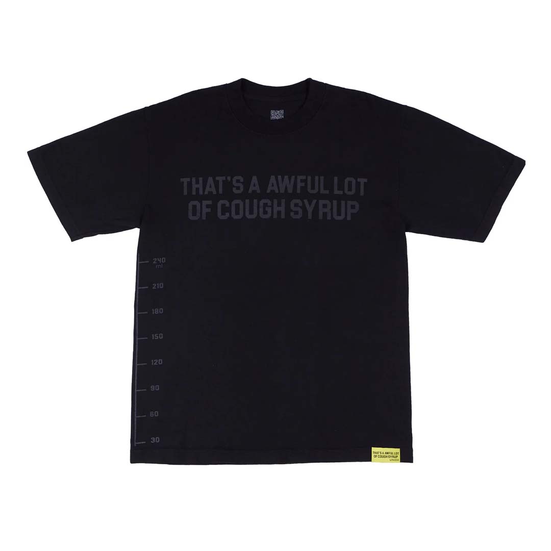 Awful Lot of Cough Syrup Black Tonal Spell Out Tee