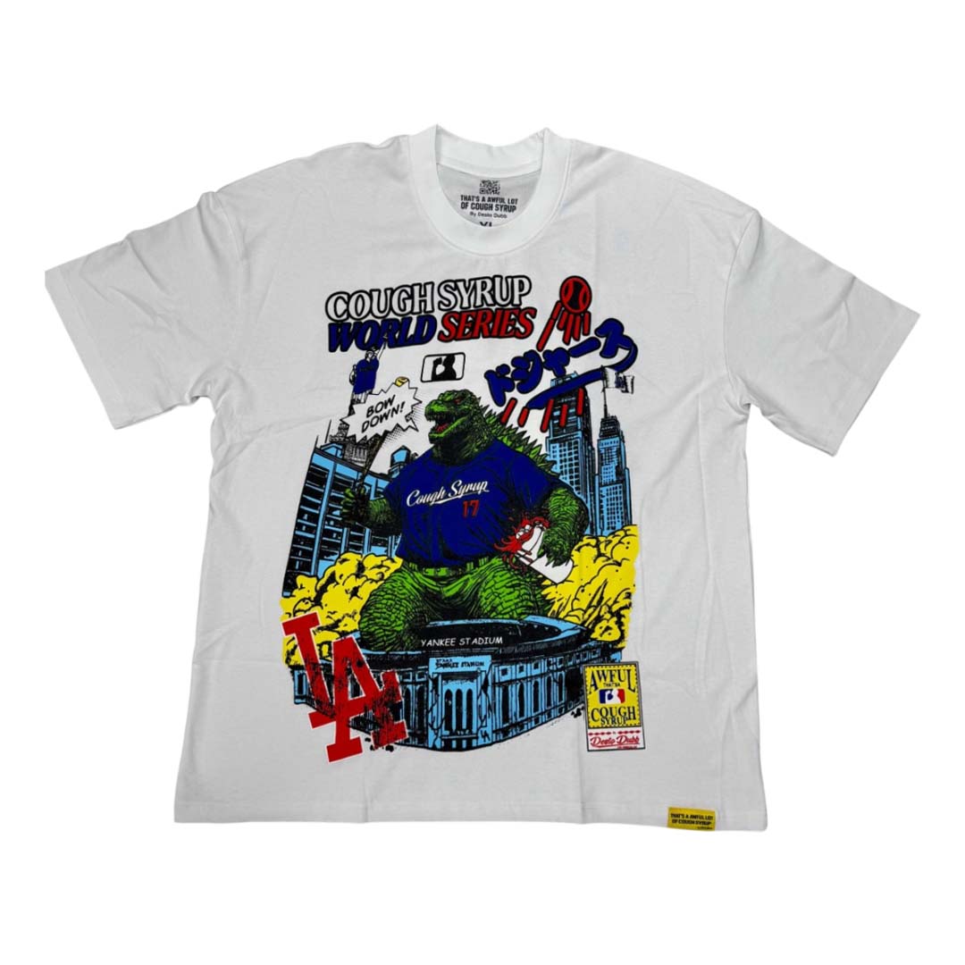 Awful Lot of Cough Syrup Dodgers Tee White