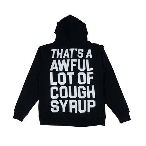 Awful Lot of Cough Syrup Spell Out Black White Hoodie